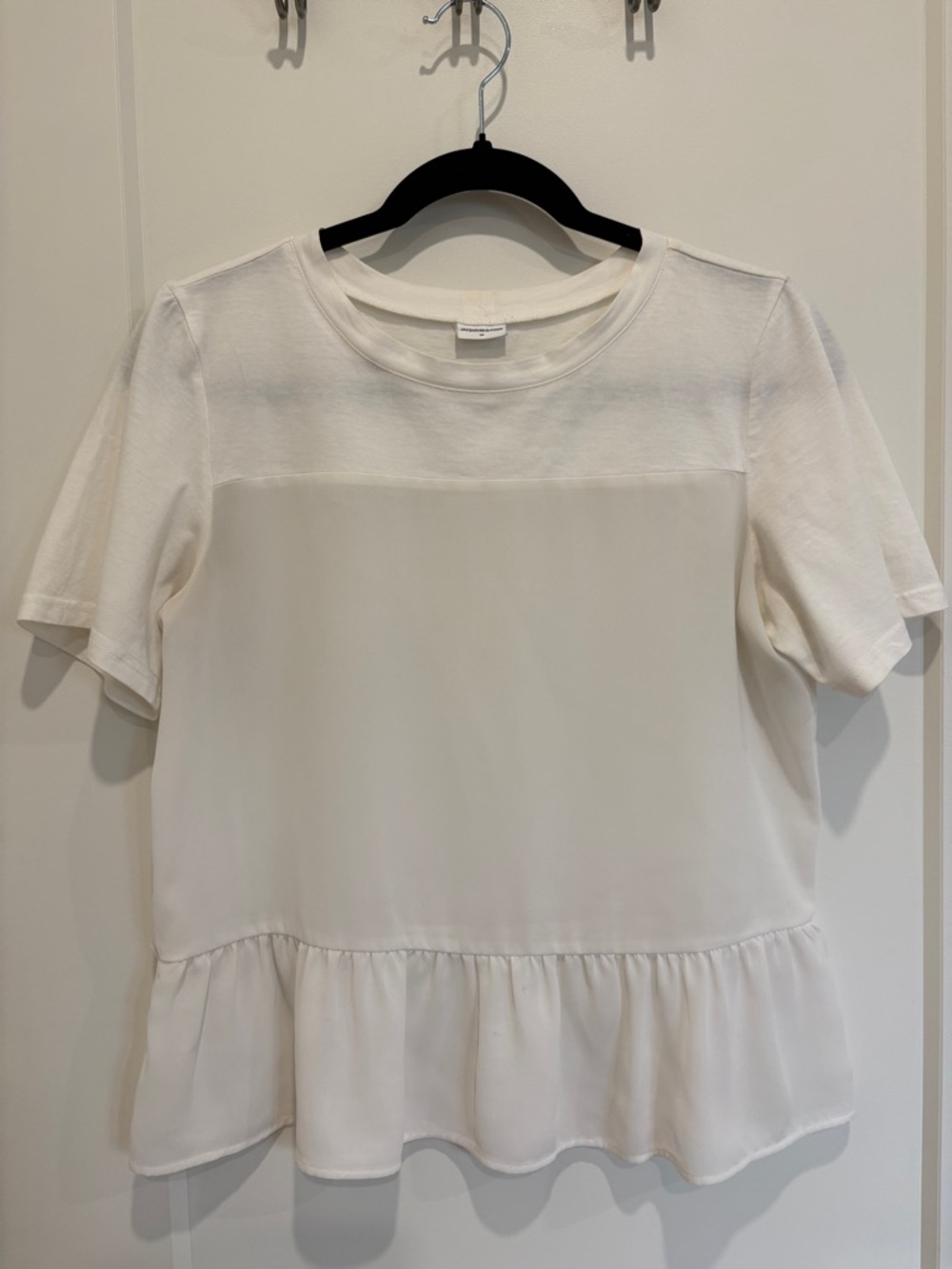 Women’s Short Sleeve White Peplum Tee